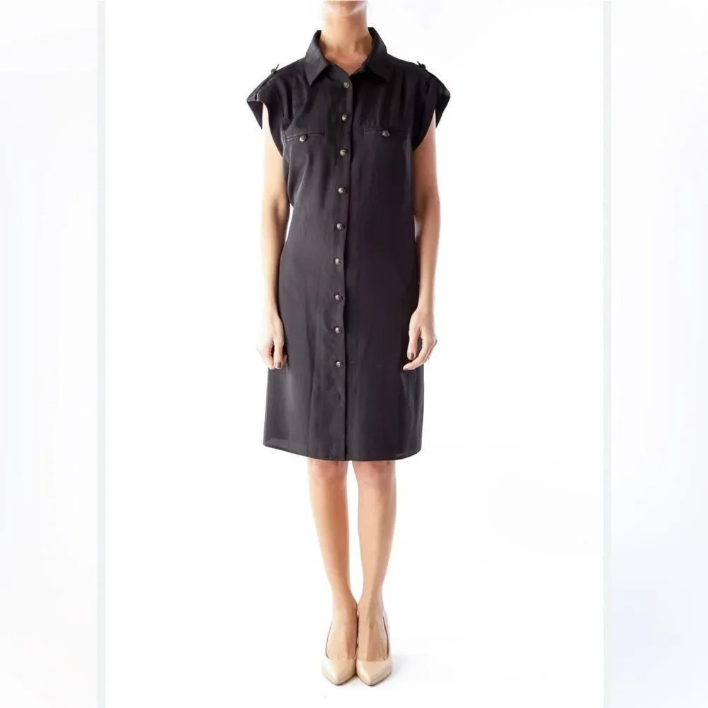 Gianni Bini Women’s Short Sleeve Black Button Down Shirt Dress size 0